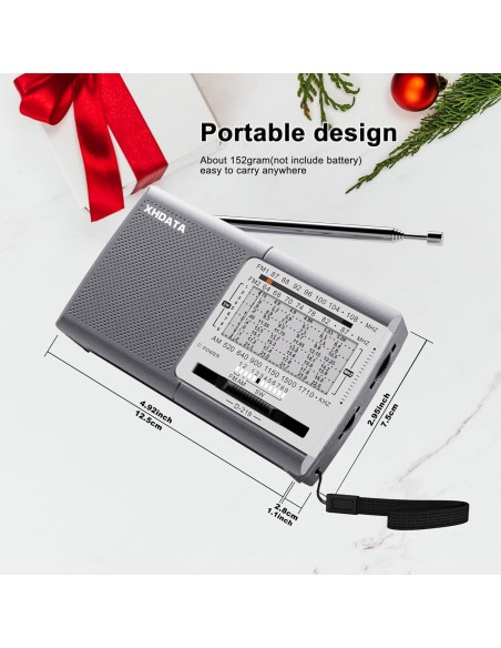Radio Portátil XHDATA D219 AM FM Onda Corta con Auriculares