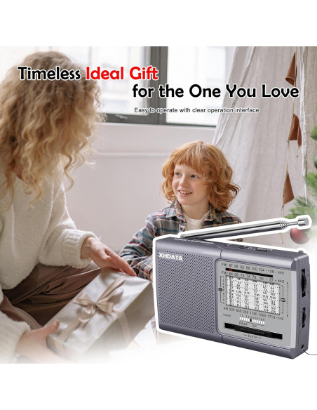 Radio Portátil XHDATA D219 AM FM Onda Corta con Auriculares