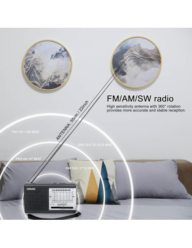 Radio Portátil XHDATA D219 AM FM Onda Corta con Auriculares