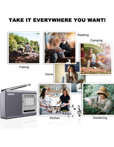 Radio Portátil XHDATA D219 AM FM Onda Corta con Auriculares