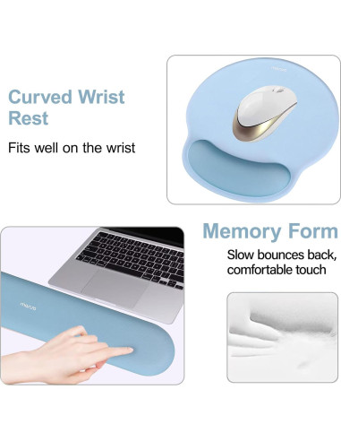 Soporte Reposamuñecas MOSISO Ergonomico Teclado y Ratón Azul
