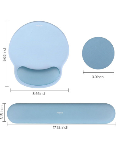 Soporte Reposamuñecas MOSISO Ergonomico Teclado y Ratón Azul