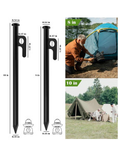 Estacas para Tienda AYAMAYA 6 PCS Acero 25,4 cm con Bolsa 2