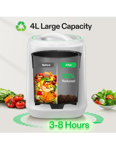 Compostador Eléctrico VIVOSUN 4L para Cocina Interior Blanco 2