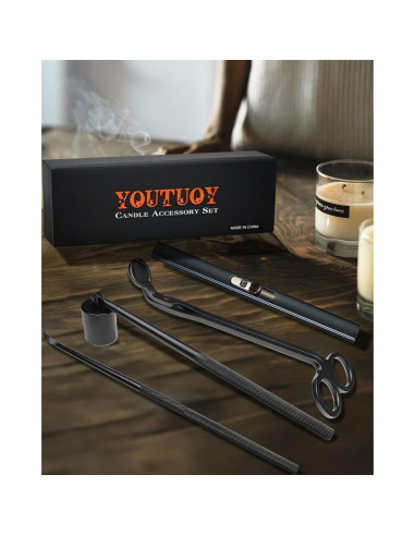 Juego de Accesorios para Velas YOUTUOY 4 en 1 Negro Mate