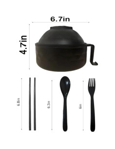 Tazón de Ramen RONSOOBA 33 oz con Soporte para Teléfono Negro 2