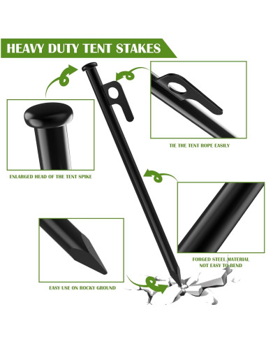 Estacas para Tienda AYAMAYA 6 PCS Acero 25,4 cm con Bolsa