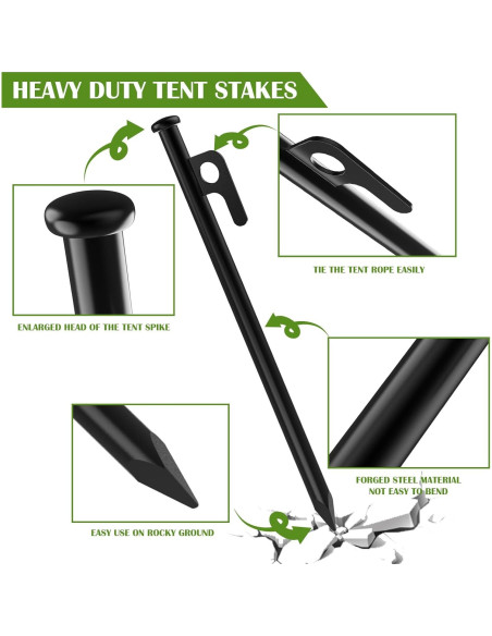 Estacas para Tienda AYAMAYA 6 PCS Acero 25,4 cm con Bolsa