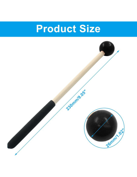 Mallets de Percusión Piutouyar 2 Pcs Cabeza de Goma 20 cm