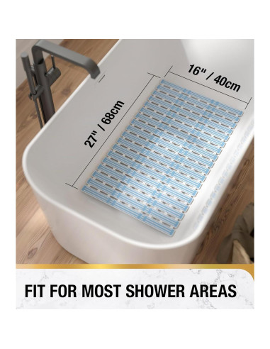 Alfombrilla de Ducha Antideslizante HITSLAM 68.6x40.6 cm Azul