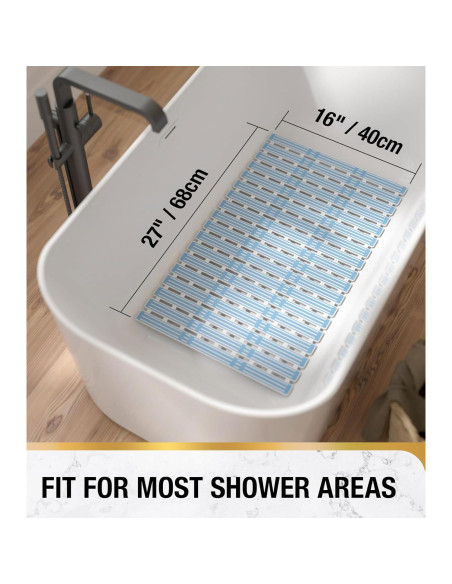 Alfombrilla de Ducha Antideslizante HITSLAM 68.6x40.6 cm Azul