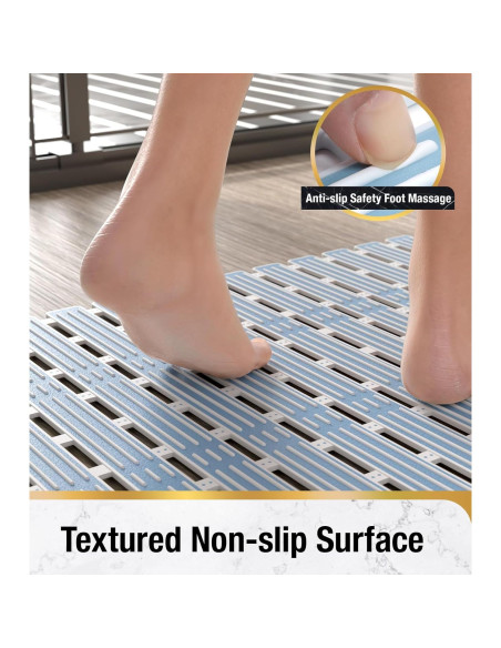 Alfombrilla de Ducha Antideslizante HITSLAM 68.6x40.6 cm Azul