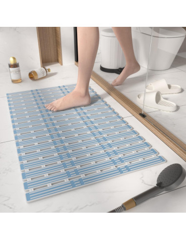 Alfombrilla de Ducha Antideslizante HITSLAM 68.6x40.6 cm Azul
