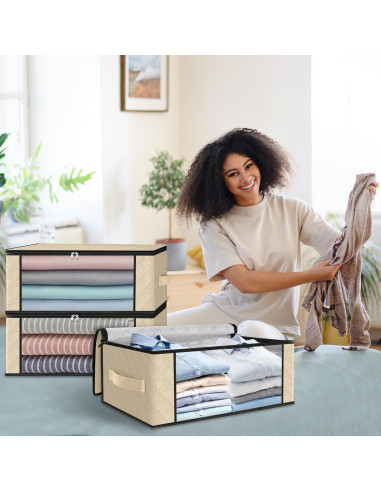 Bolsas de Almacenamiento HomeHacks 3-Pack 35L Beige