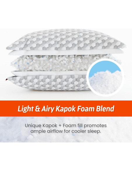 Almohada Ajustable Layla Sleep de Kapok - Reina, Fresca y Ergonómica