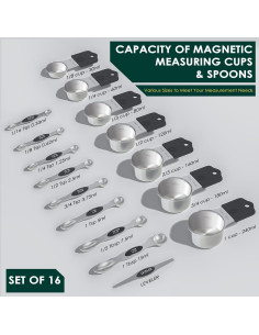 Juego de Tazas y Cucharas Medidoras Magnéticas ENLOY 16 Piezas 2