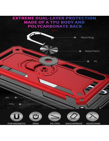 Funda Doble Capa con Protector Vidrio Templado para Xiaomi Redmi Note 9S/Pro - Negro