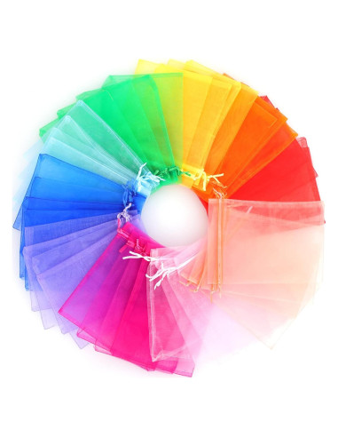 Bolsas de Organza 100pcs Ponpon 12.7x17.8 cm Cierre de Cuerda