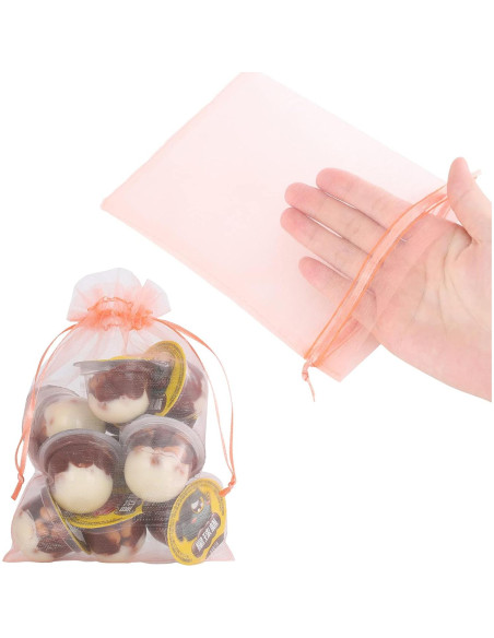 Bolsas de Organza 100pcs Ponpon 12.7x17.8 cm Cierre de Cuerda