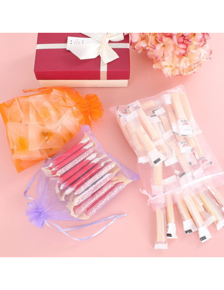 Bolsas de Organza 100pcs Ponpon 12.7x17.8 cm Cierre de Cuerda