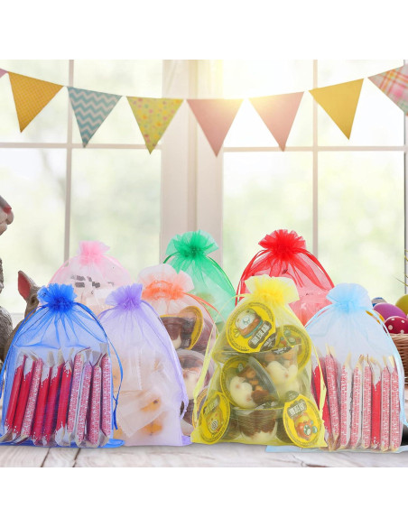 Bolsas de Organza 100pcs Ponpon 12.7x17.8 cm Cierre de Cuerda