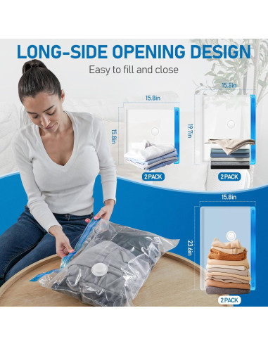 Bolsas de Almacenamiento al Vacío VMstr 6 Piezas con Bomba USB