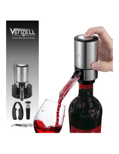 Aerador y Vertedor de Vino Eléctrico VENZELL Plata - Decantador Inteligente