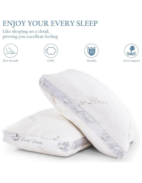 Juego de 2 Almohadas Estándar Luxe Linen Espuma Viscoelástica