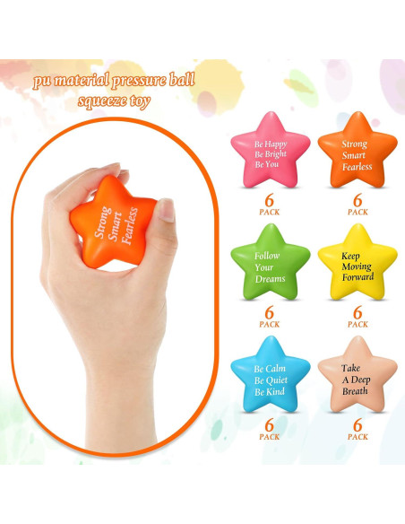 36 Pelotas de Estrés Motivacionales Aoriher Estrella 4 cm