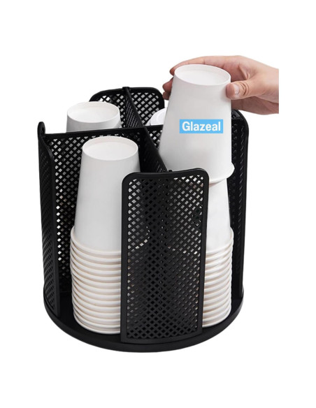 Organizador Rotatorio de Tazas y Tapas Glazeal 4 Compartimentos