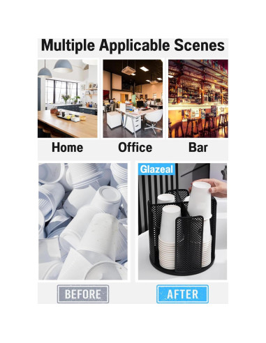 Organizador Rotatorio de Tazas y Tapas Glazeal 4 Compartimentos