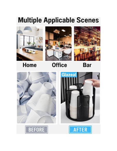 Organizador Rotatorio de Tazas y Tapas Glazeal 4 Compartimentos