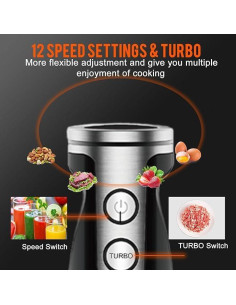 Batidora de Mano Eléctrica MEGAWISE 12 Velocidades 5 en 1 2