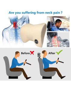 Almohada de Cuello ICOMFYWAY Beige para Automóvil - Espuma de Memoria 2