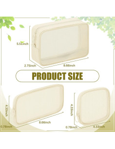 Bolsa de Maquillaje Weewooday 4 Pcs Malla Cosmética Beige 2