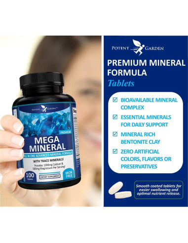 Suplemento Multimineral Potent Garden Mega Minerals 100 Pastillas