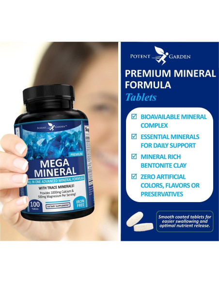 Suplemento Multimineral Potent Garden Mega Minerals 100 Pastillas