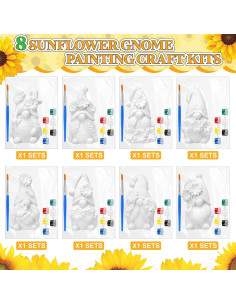 Kit de Pintura DIY PullCrease - 8 Gnomos Cerámica Sin Pintar 2