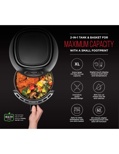 Freidora de Aire Chefman Pequeña 3.6 Qt Digital Antiadherente