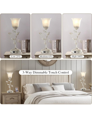 Juego de 2 Lámparas de Mesa RORIANO Retro con USB y LED