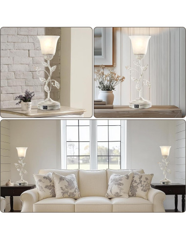 Juego de 2 Lámparas de Mesa RORIANO Retro con USB y LED