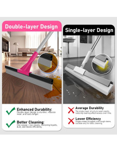 Escoba de Goma para Piso BURFERLY 60 cm Mango Ajustable Rosa 2