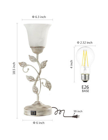 Juego de 2 Lámparas de Mesa RORIANO Retro con USB y LED