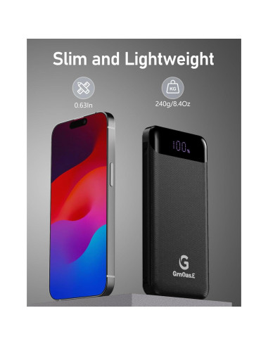 Cargador Portátil GrnOas.E 10000mAh 22.5W Carga Rápida con Cables