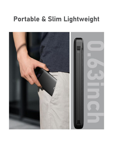 Cargador Portátil GrnOas.E 10000mAh 22.5W Carga Rápida con Cables