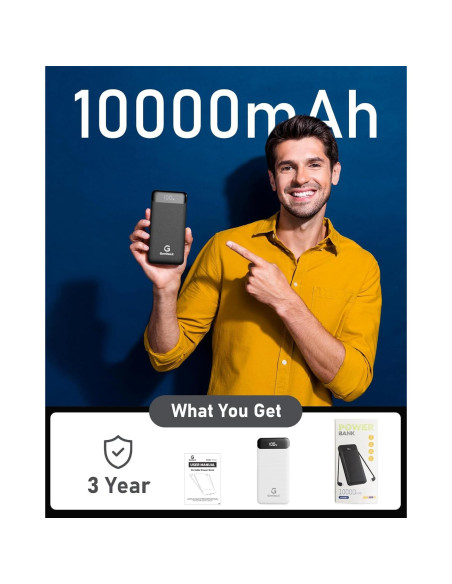 Cargador Portátil GrnOas.E 10000mAh 22.5W Carga Rápida con Cables