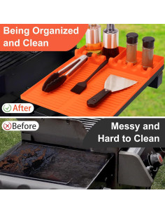 Alfombrilla de Silicona GOSALISU para Parrilla 42x28 cm Naranja 2
