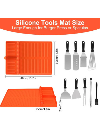 Alfombrilla de Silicona GOSALISU para Parrilla 42x28 cm Naranja