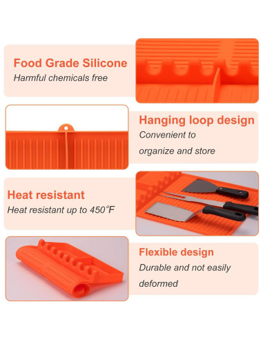 Alfombrilla de Silicona GOSALISU para Parrilla 42x28 cm Naranja