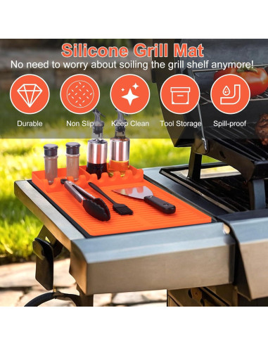 Alfombrilla de Silicona GOSALISU para Parrilla 42x28 cm Naranja